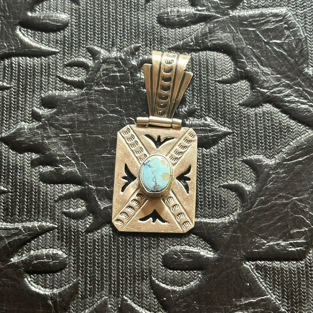 Native American made pendant stamped BJ with Golden Hill’s Stone (Vintage)